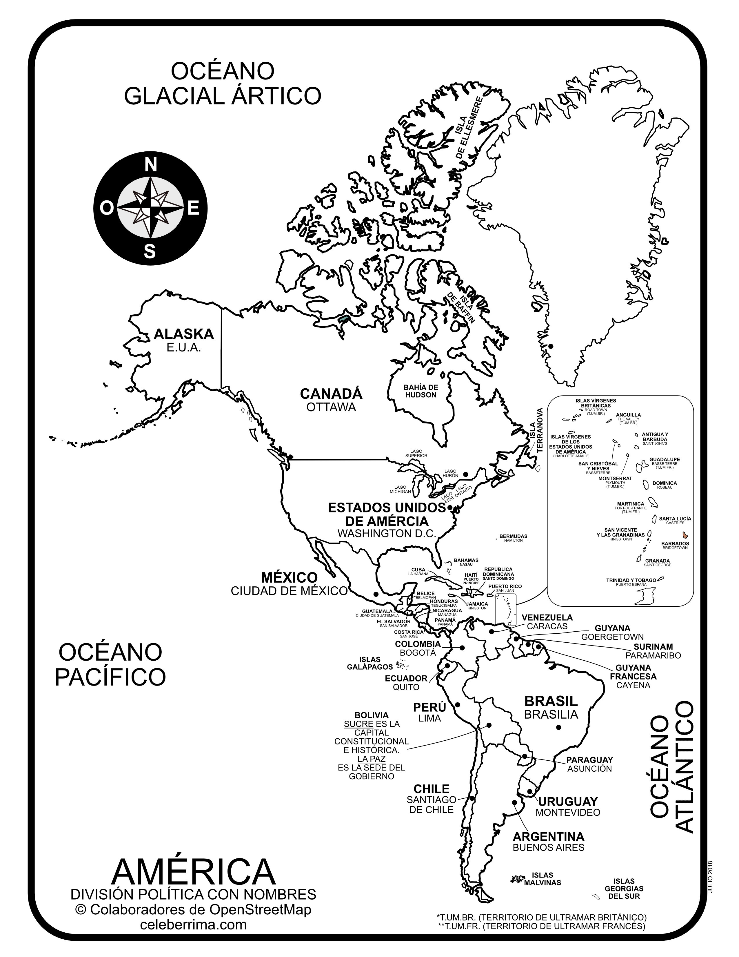 Topo Mapa Continente Americano Para Imprimir – mapa mudo del continente