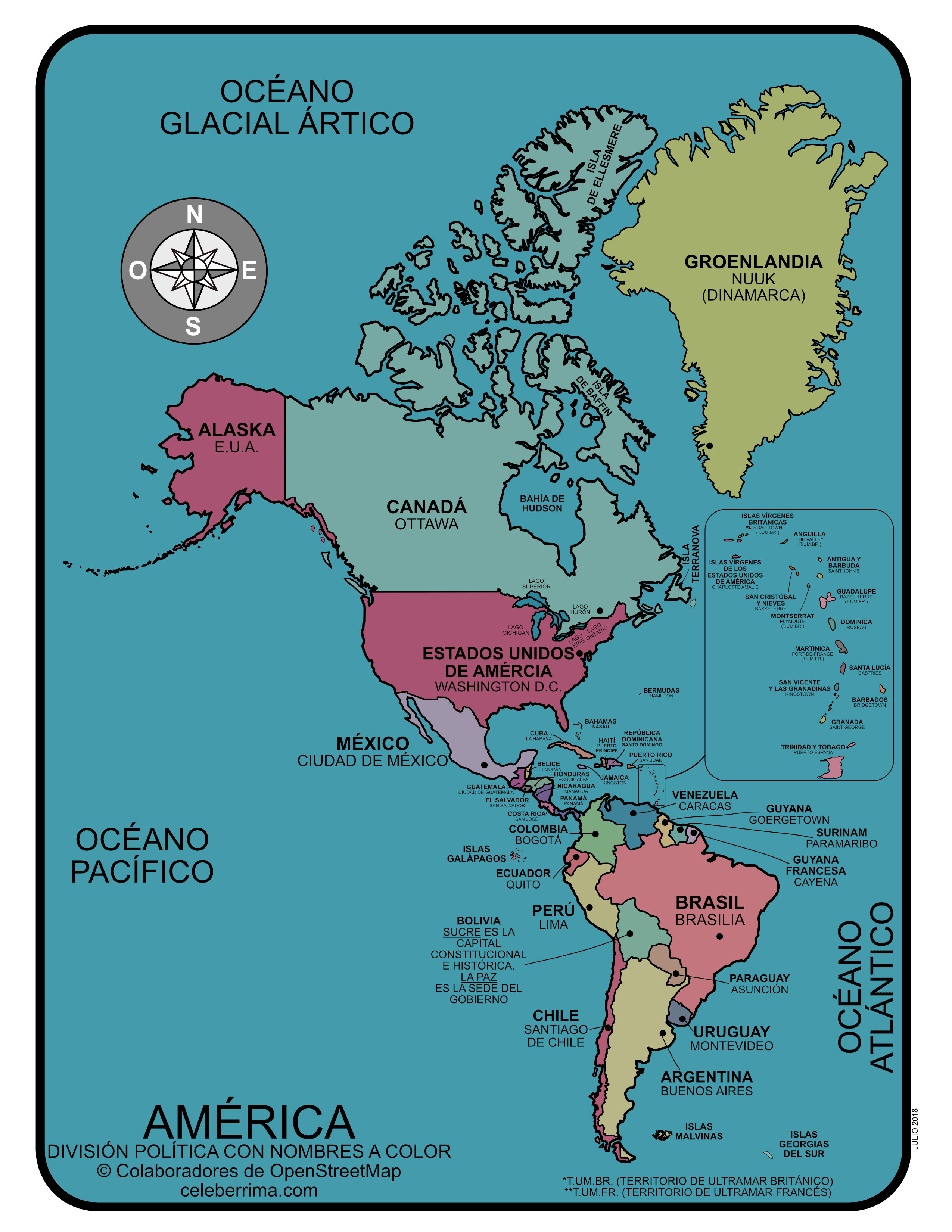 25 Mejor Mapa Del Continente Americano Con Su Division Politica