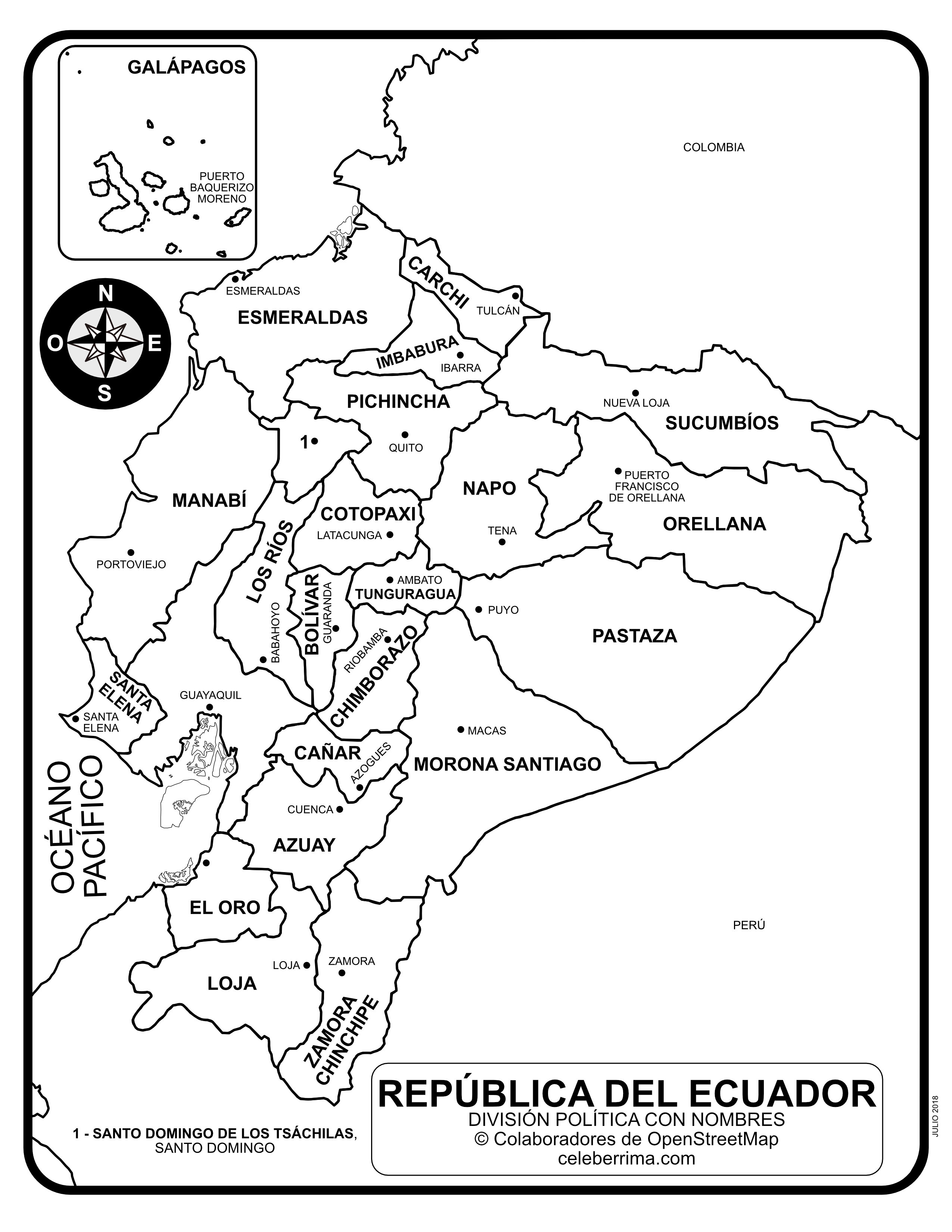 Mapa De Ecuador Con Nombres De Provincias Y Capitales Para