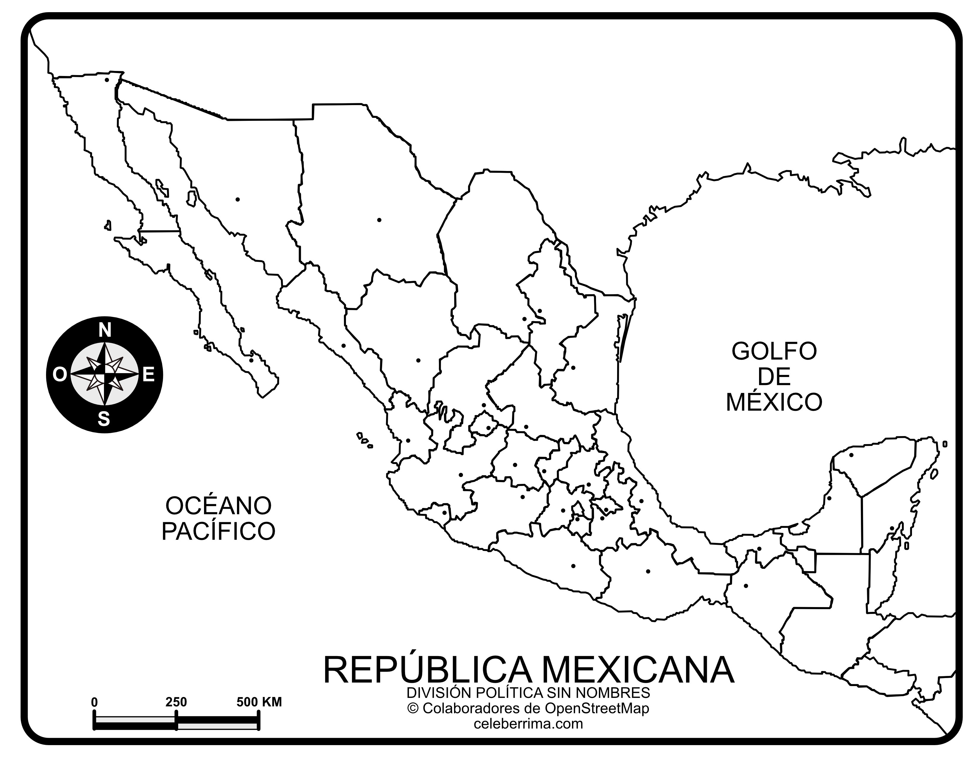 Mapa De Mexico Sin Nombres Y Division Politica